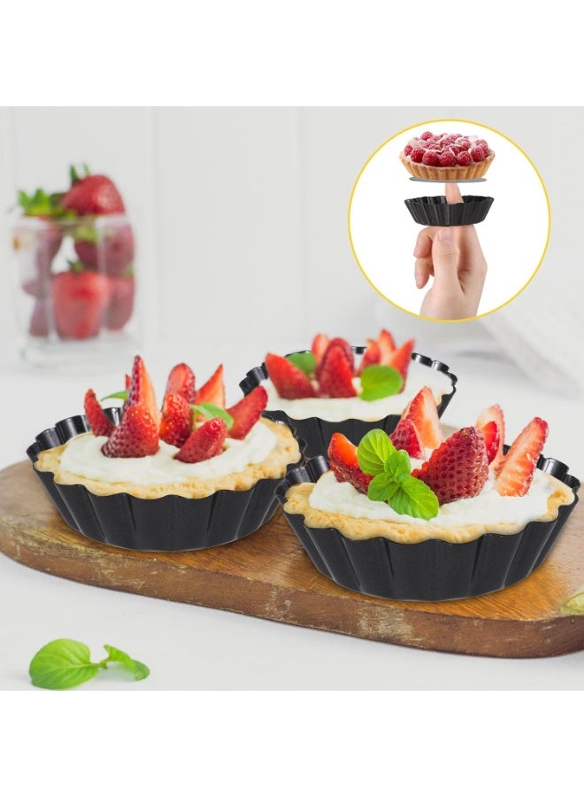 ChicAbode 6 Pcs Egg Tart Molds, 3inch Mini Tart Pans with Removable Bottom, Nonstick Round Mini Pie Pans, Bakeware Carbon Steel Mold for Pies - Image 4